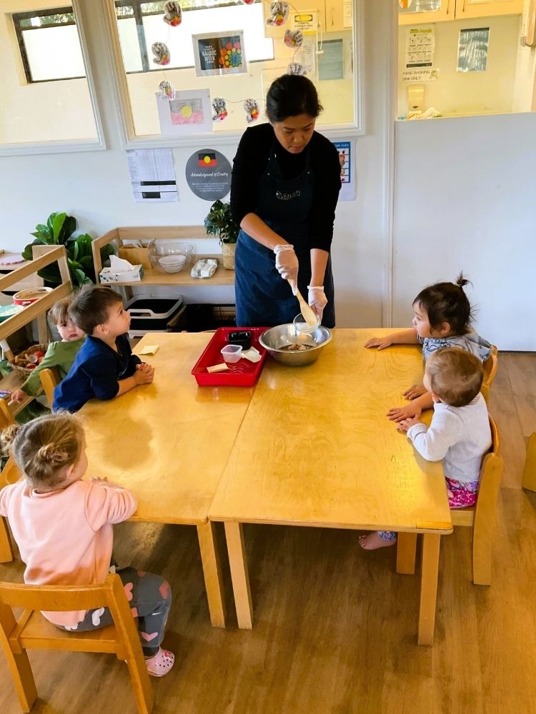 Toddlers food experience during NAIDOC week at Enrich Early Education in Southport, Gold Coast