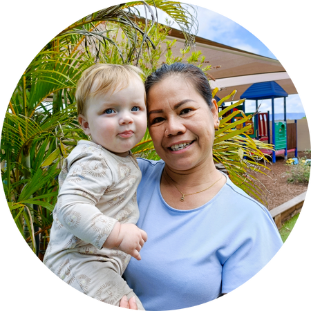 Nursery educator and baby at Enrich Early Education in Southport at the Gold Coast