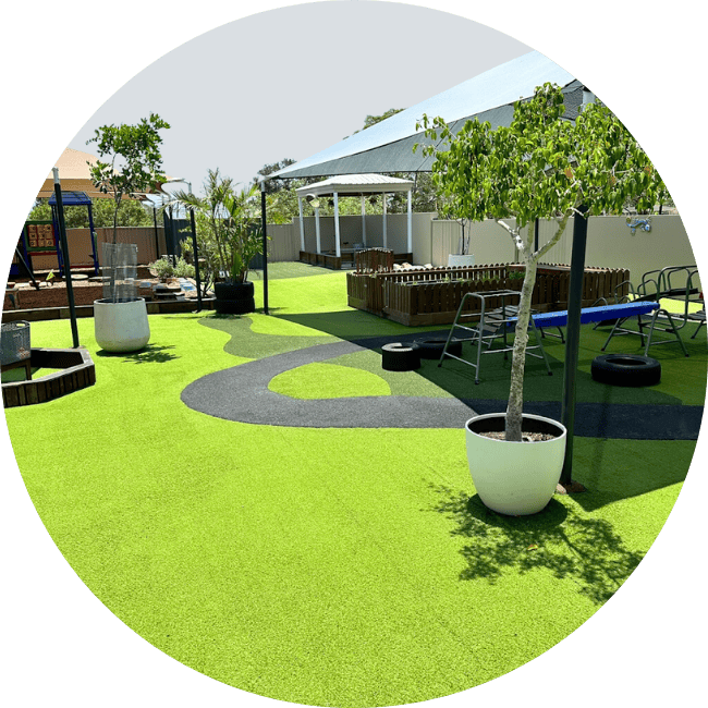 Herb garden in the playground area