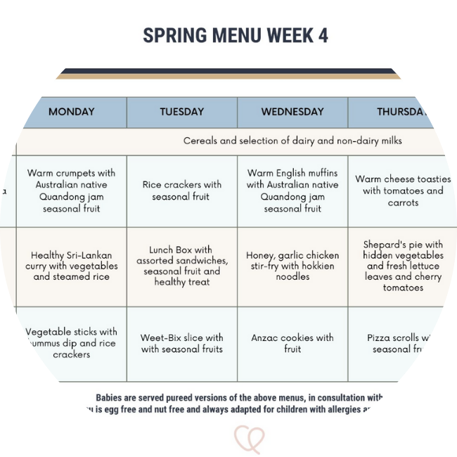 Weekly rotating seasonal menu