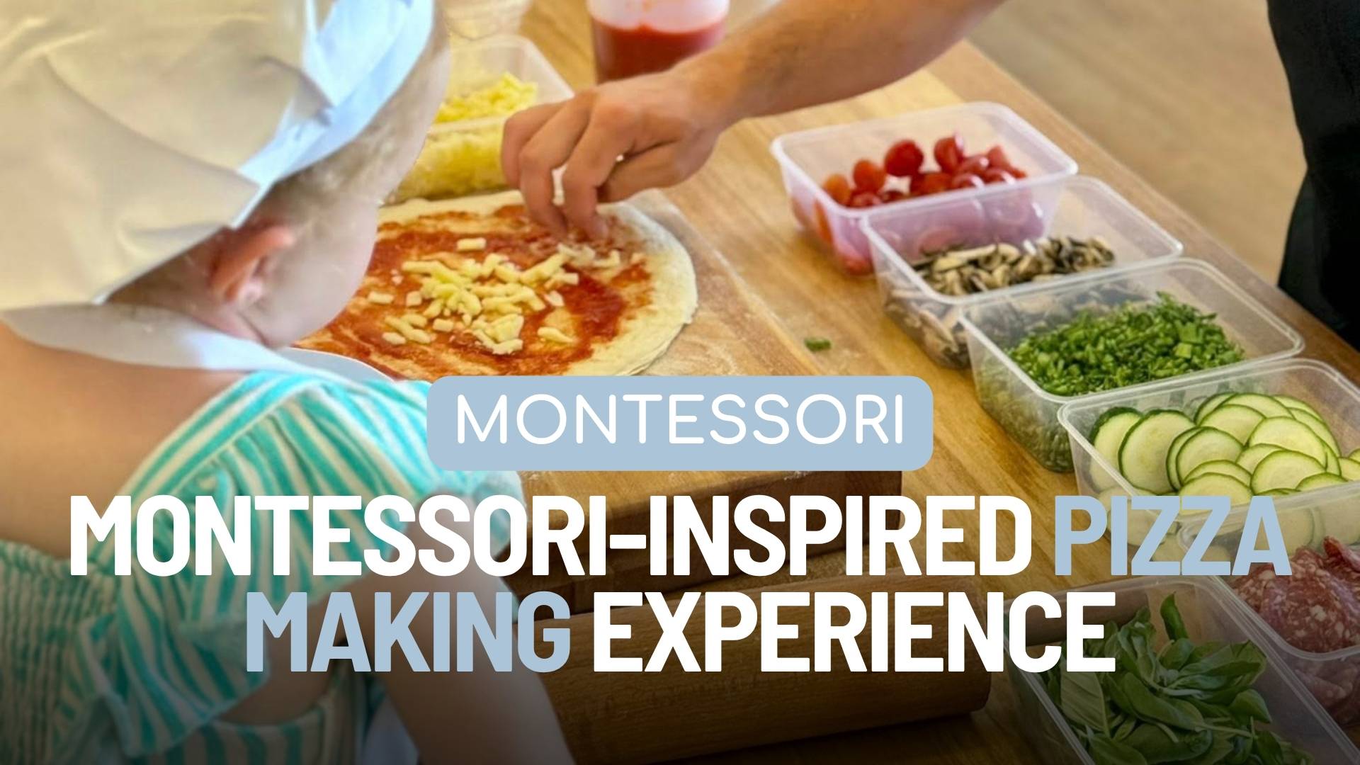 Montessori-inspired pizza making activity at Enrich