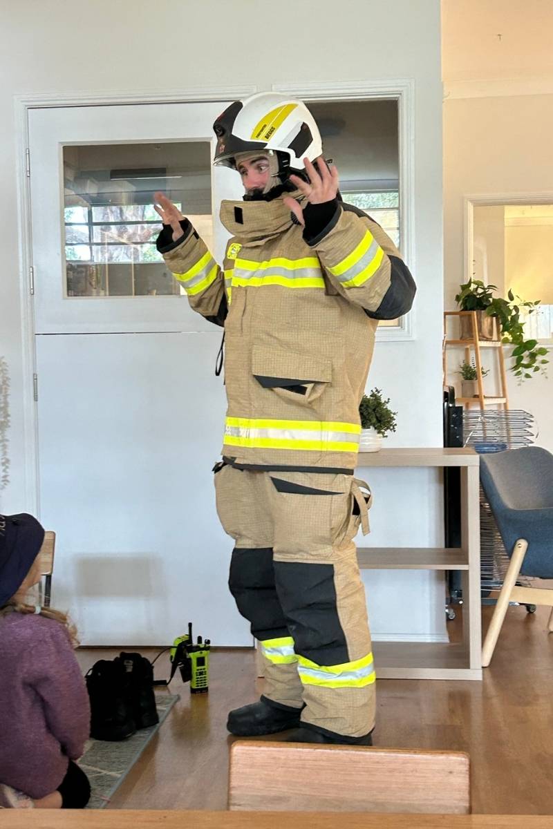 Learning from real fire fighters at Enrich child care Southport