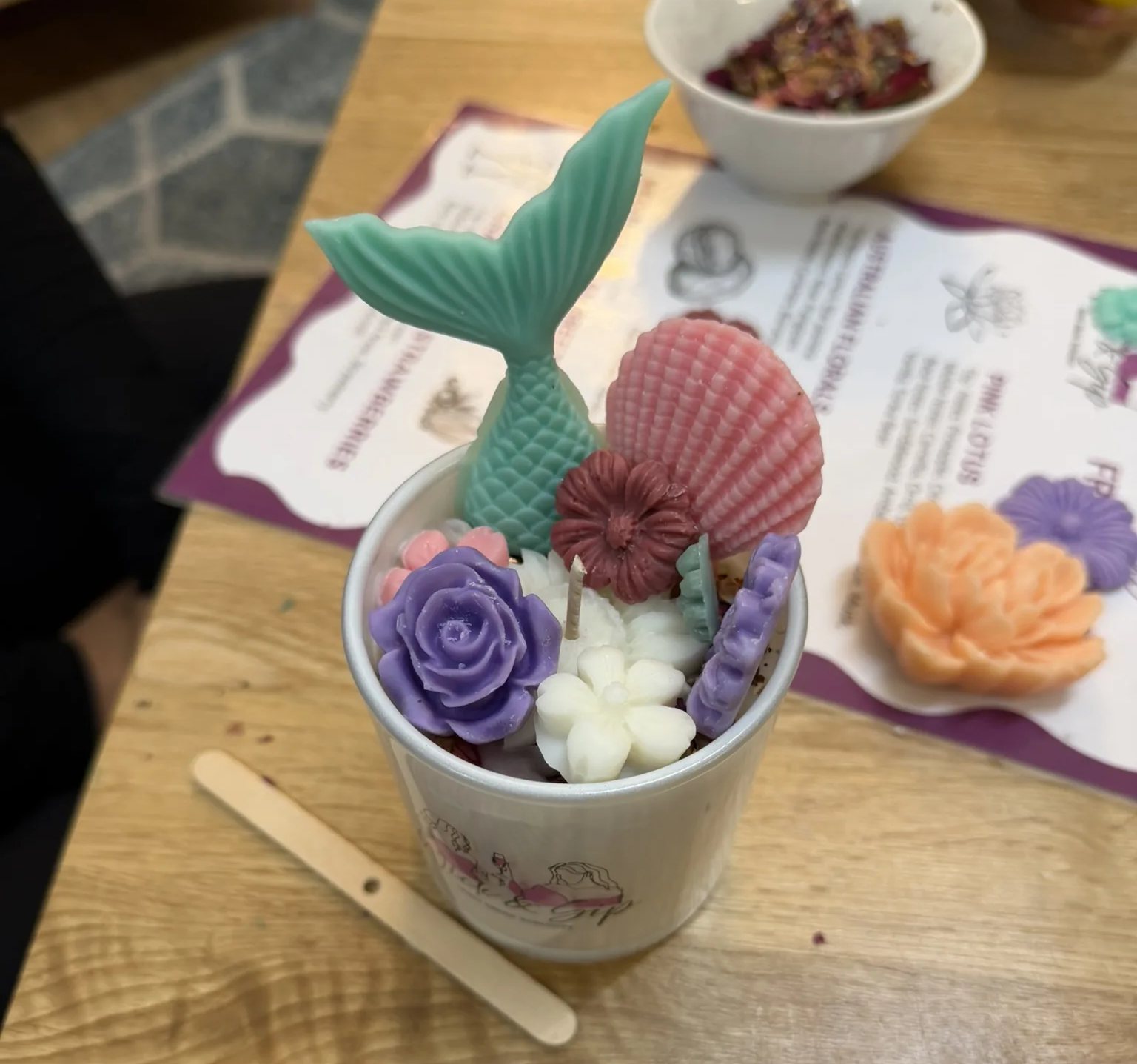 Wick and Sip candle making workshop